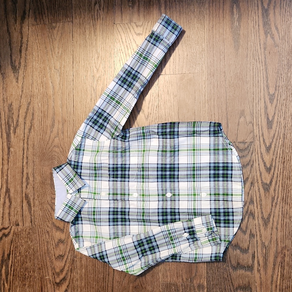 Janie and Jack Plaid Poplin Shirt  - Size 3 Boys